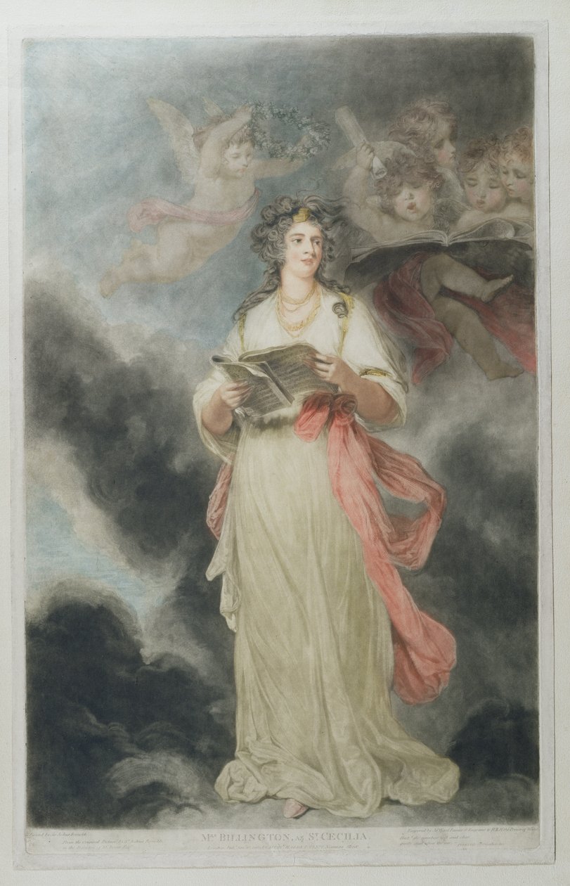 Elizabeth Billington (1768-1818) jako św. Cecylia, grawerowana przez Jamesa Warda (1769-1859), 1803 autorstwa Joshua Reynolds