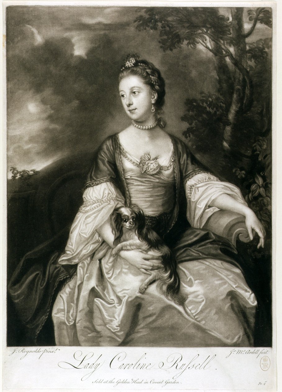 Lady Caroline Russell, grawerowane przez Jamesa McArdella (c.1729-65) (mezzotinta) autorstwa Joshua Reynolds