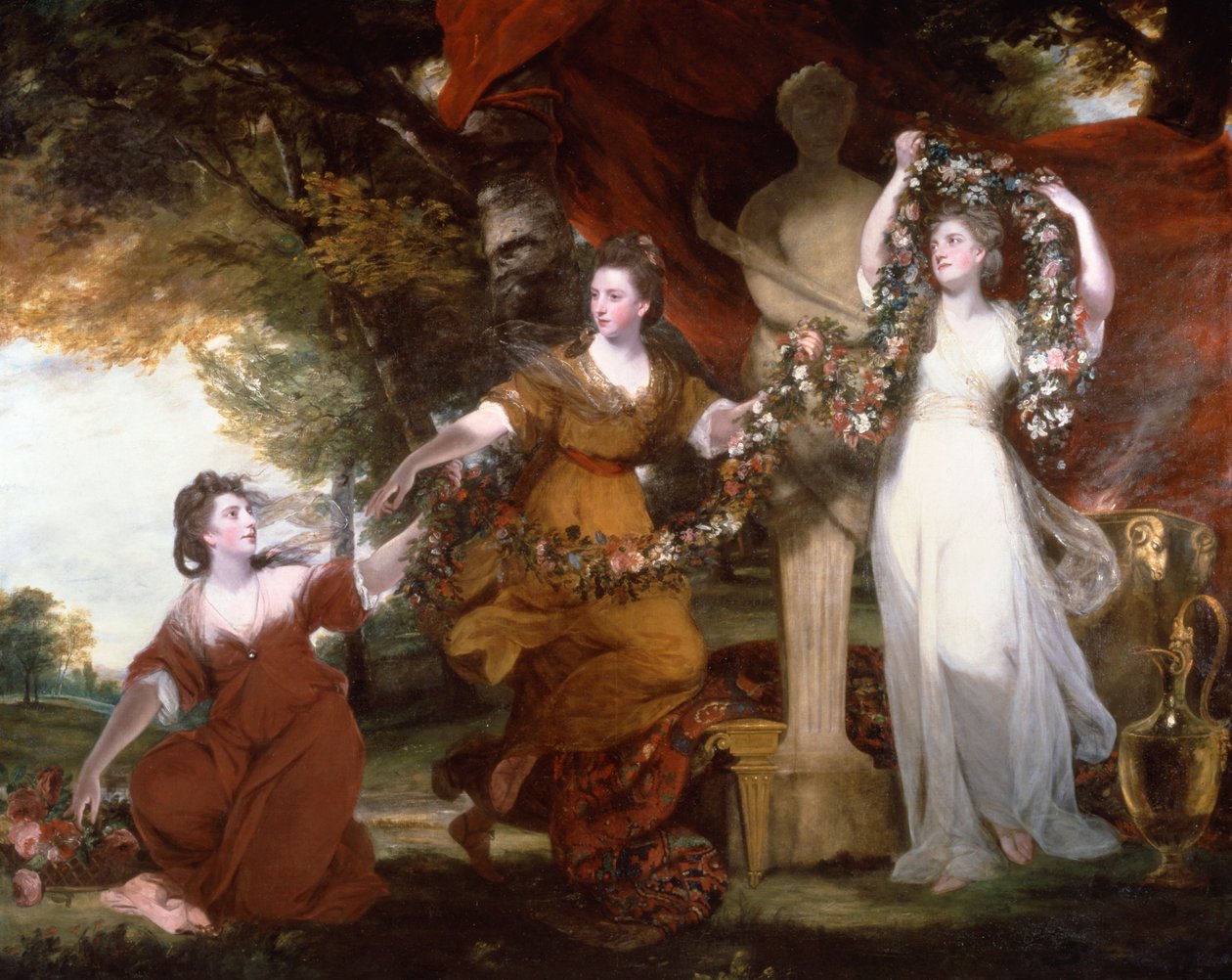 Trzy damy zdobiące błonę dziewiczą autorstwa Joshua Reynolds
