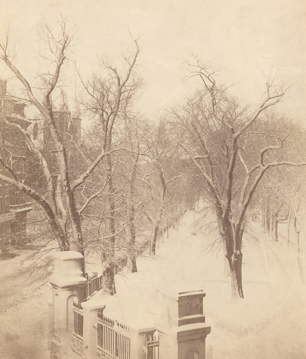 Boston Common Snow Scene, lata 50. XIX wieku. autorstwa Josiah Johnson Hawes