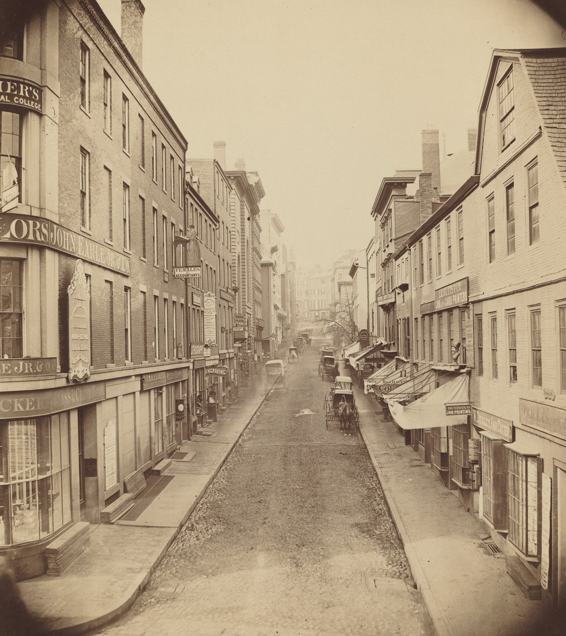 School Street, Boston, lata 50. XIX wieku. autorstwa Josiah Johnson Hawes