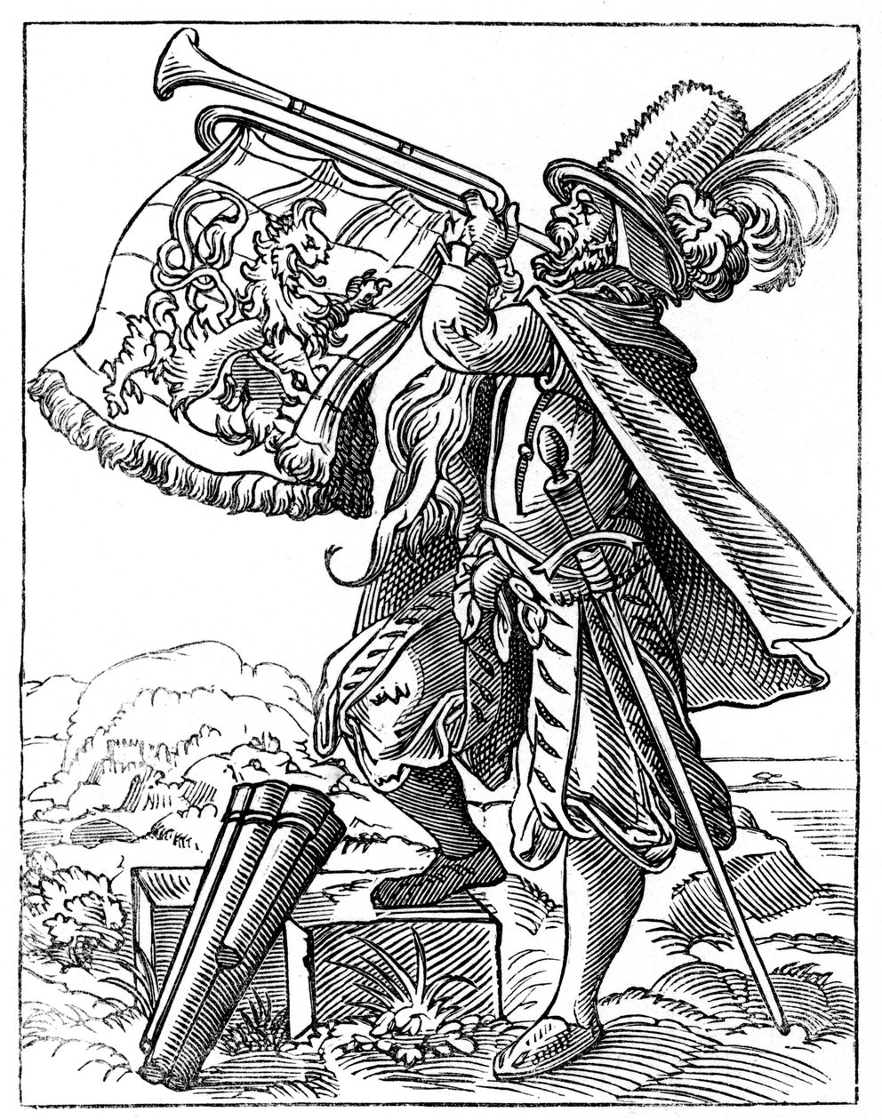 Trębacz wojskowy, XVI w. 1849 r. autorstwa Jost Amman
