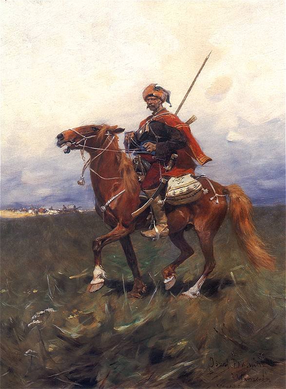 Kozak na koniunEnglish: Cossack horsemann:   n autorstwa Jozef Brandt