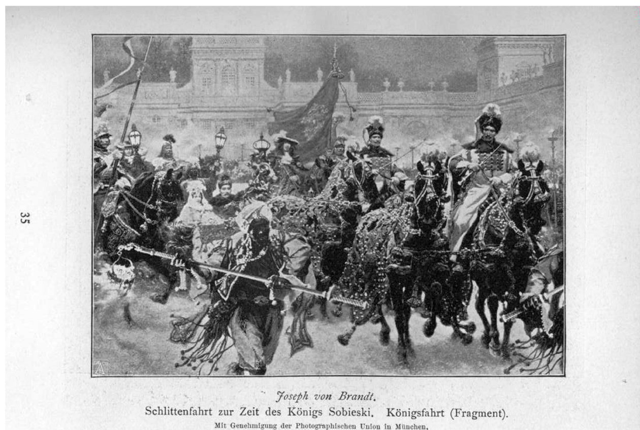Kulig w czasach króla Sobieskiego. Jazda króla (fragment) autorstwa Jozef Brandt