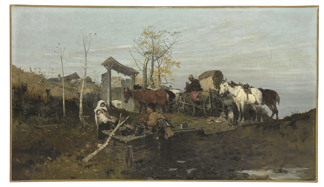 Rozmowa przy Studni, 1877 autorstwa Jozef Brandt