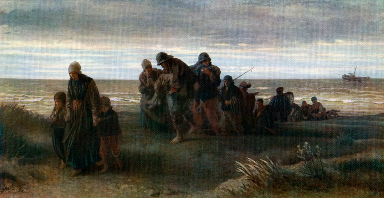 Rybacy niosący topielca, ok. 1861 r. 1912 r. autorstwa Jozef Israëls