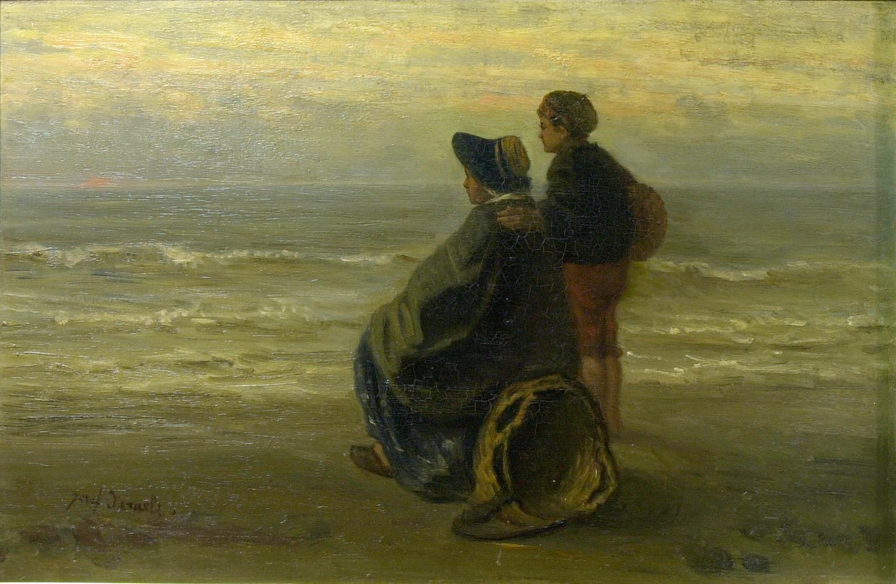 Matka i dziecko na brzegu morza autorstwa Jozef Israëls