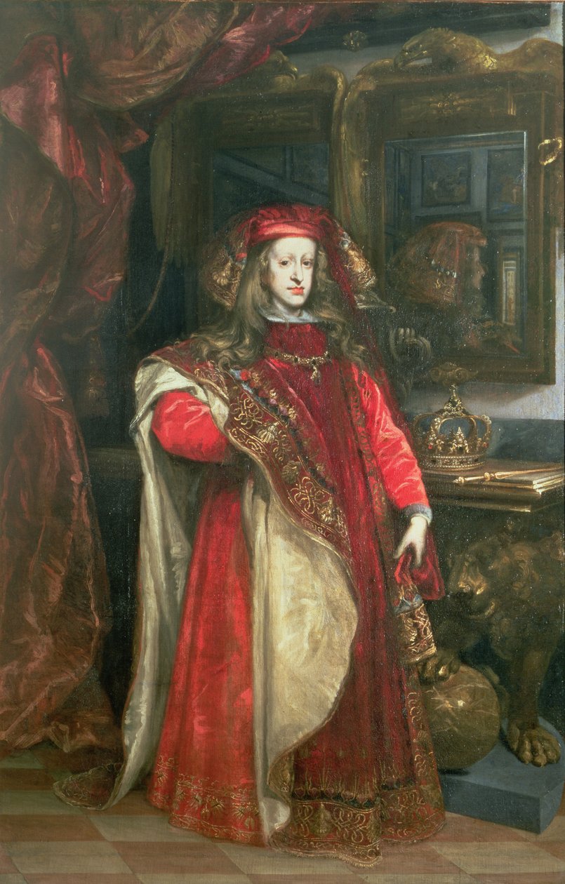 Król Hiszpanii Karol II (1661-1700) w szatach Orderu Złotego Runa autorstwa Juan Carreño de Miranda