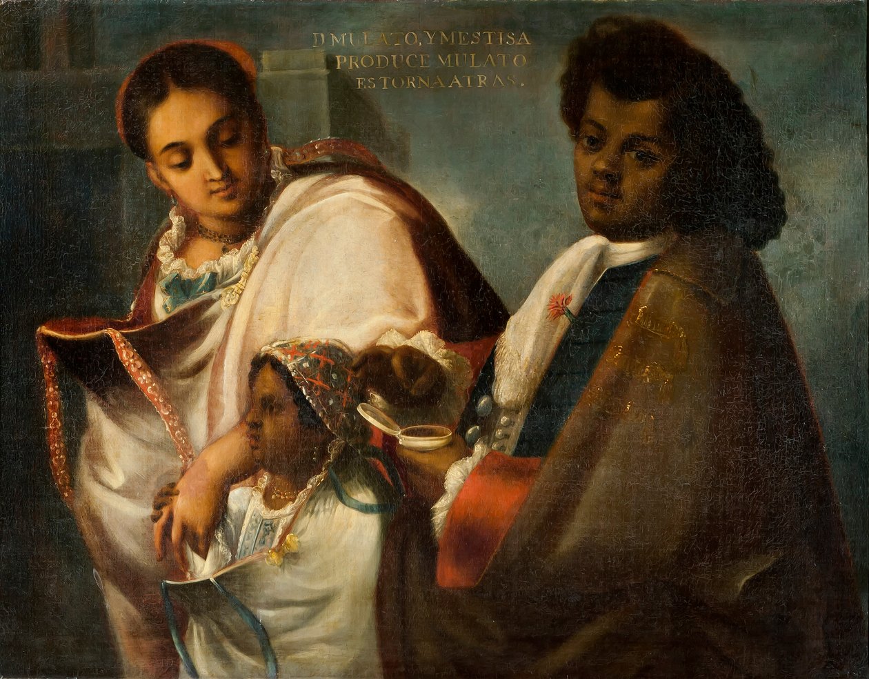 Mulat i Mestiza produkują Mulatto Return-Backwards, c.1715 autorstwa Juan Rodríguez Juárez
