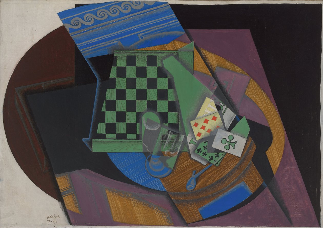 Szachownica i karty do gry, 1915 autorstwa Juan Gris