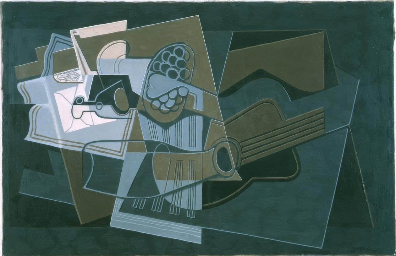 Gitara i butelka autorstwa Juan Gris