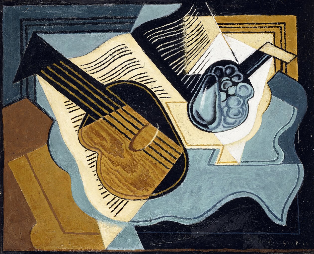 Gitara i miska na owoce, 1921 autorstwa Juan Gris