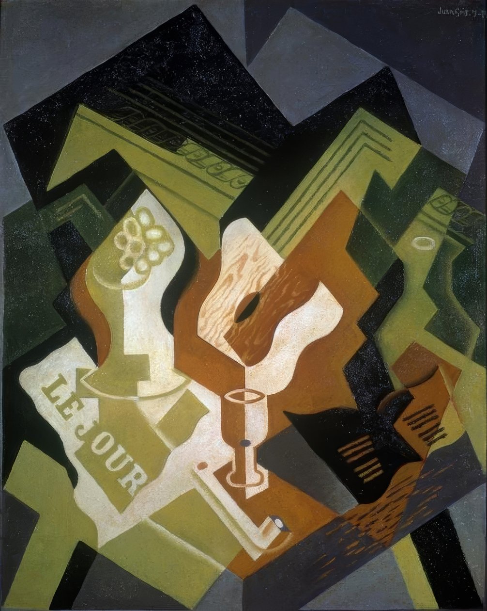 Gitara i miska na owoce autorstwa Juan Gris