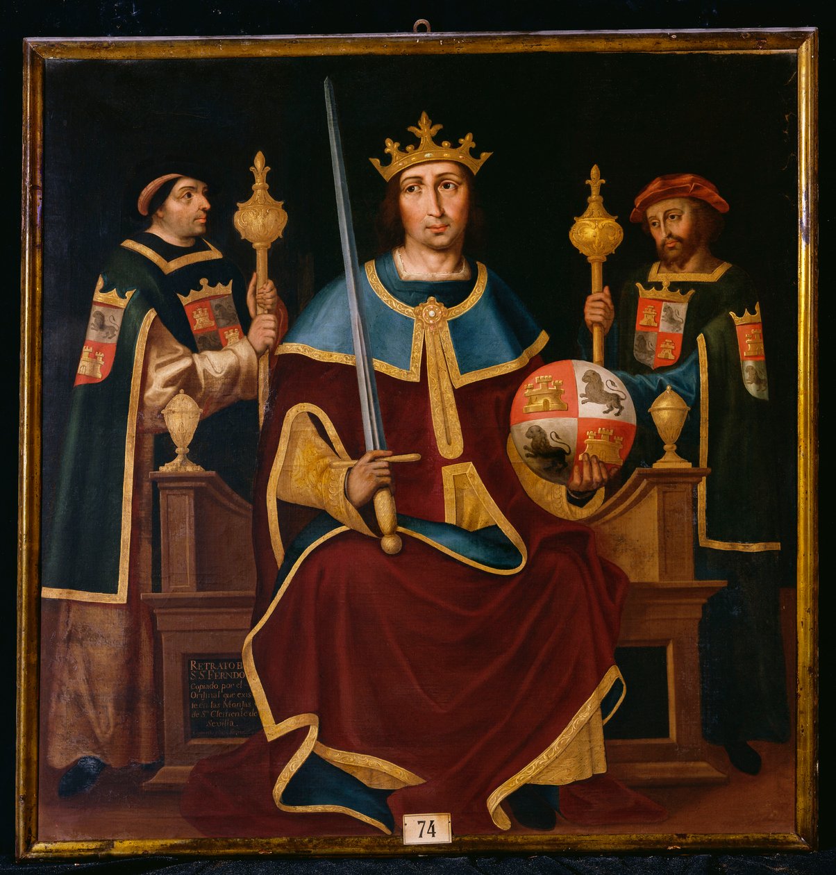 Św. Ferdynand na tronie z dwoma dworzanami autorstwa Juan de Juanes