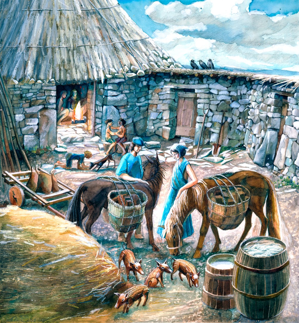 Starożytna wieś Chysauster, I-II w., ok. 1990-2010 autorstwa Judith Dobie