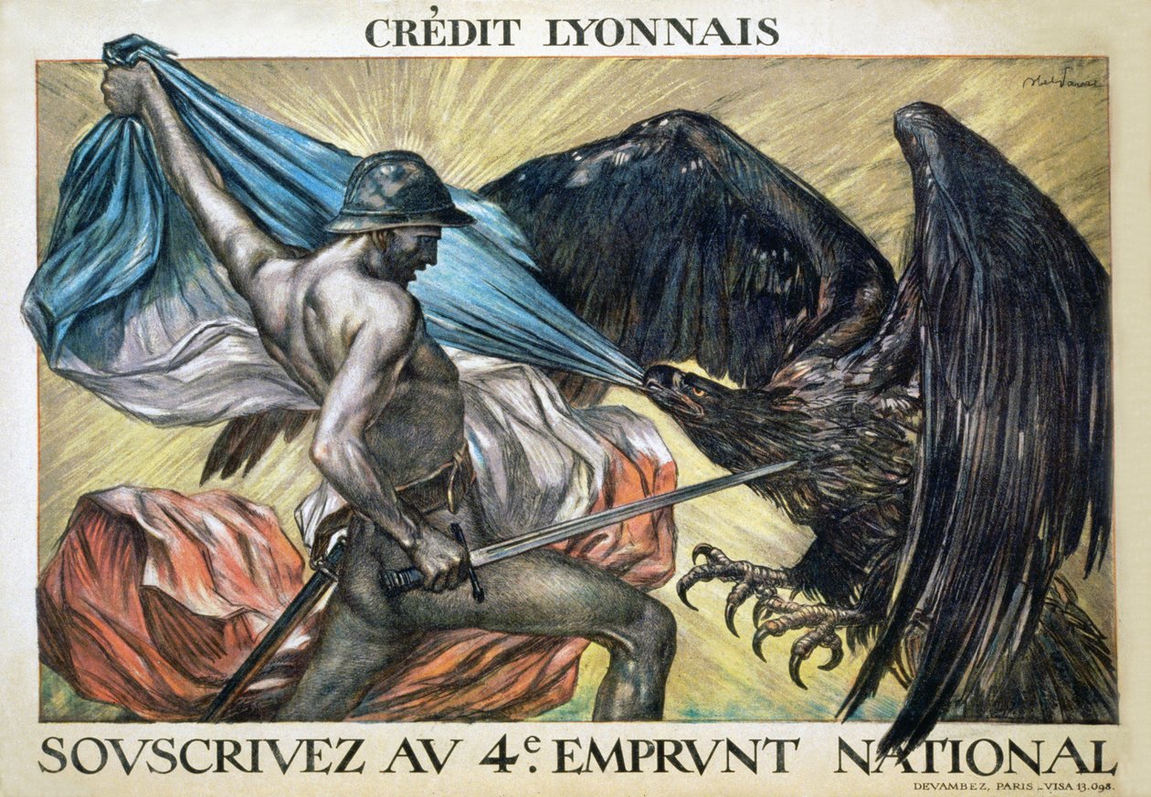 Kredyt Lyonnais. Zapisz się do czwartej pożyczki państwowej, 1918 r. autorstwa Jules Abel Faivre