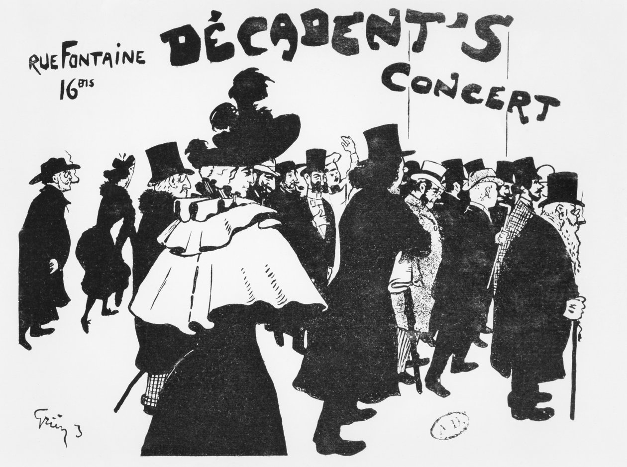 Plakat reklamujący koncert w Cafe des Decadents, 16bis rue Fontaine, Paryż, ok. 1900 autorstwa Jules Alexandre Gruen or Grun