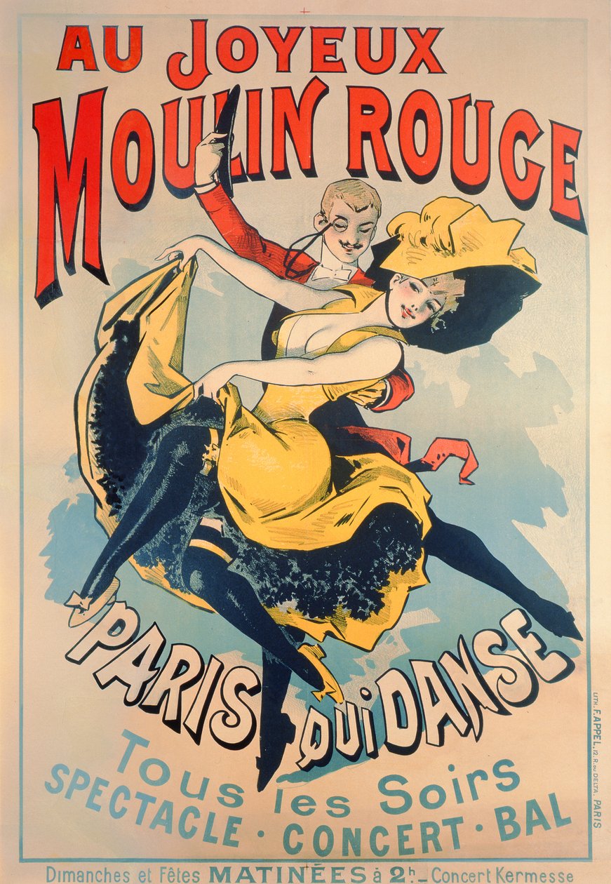 Paryż tańczy w Merry Moulin Rouge, ok. 1890 r. autorstwa Jules Cheret