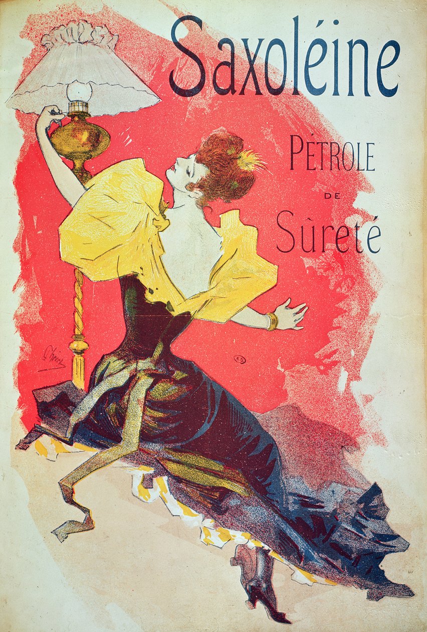 Plakat reklamujący "Saxoleine", olej do lamp bezpieczeństwa autorstwa Jules Cheret