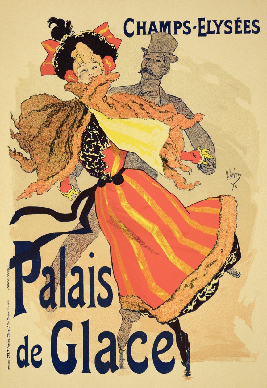 Reprodukcja plakatu reklamującego "Palais de Glace", Champs Elysees, Paryż, 1896 r. autorstwa Jules Cheret
