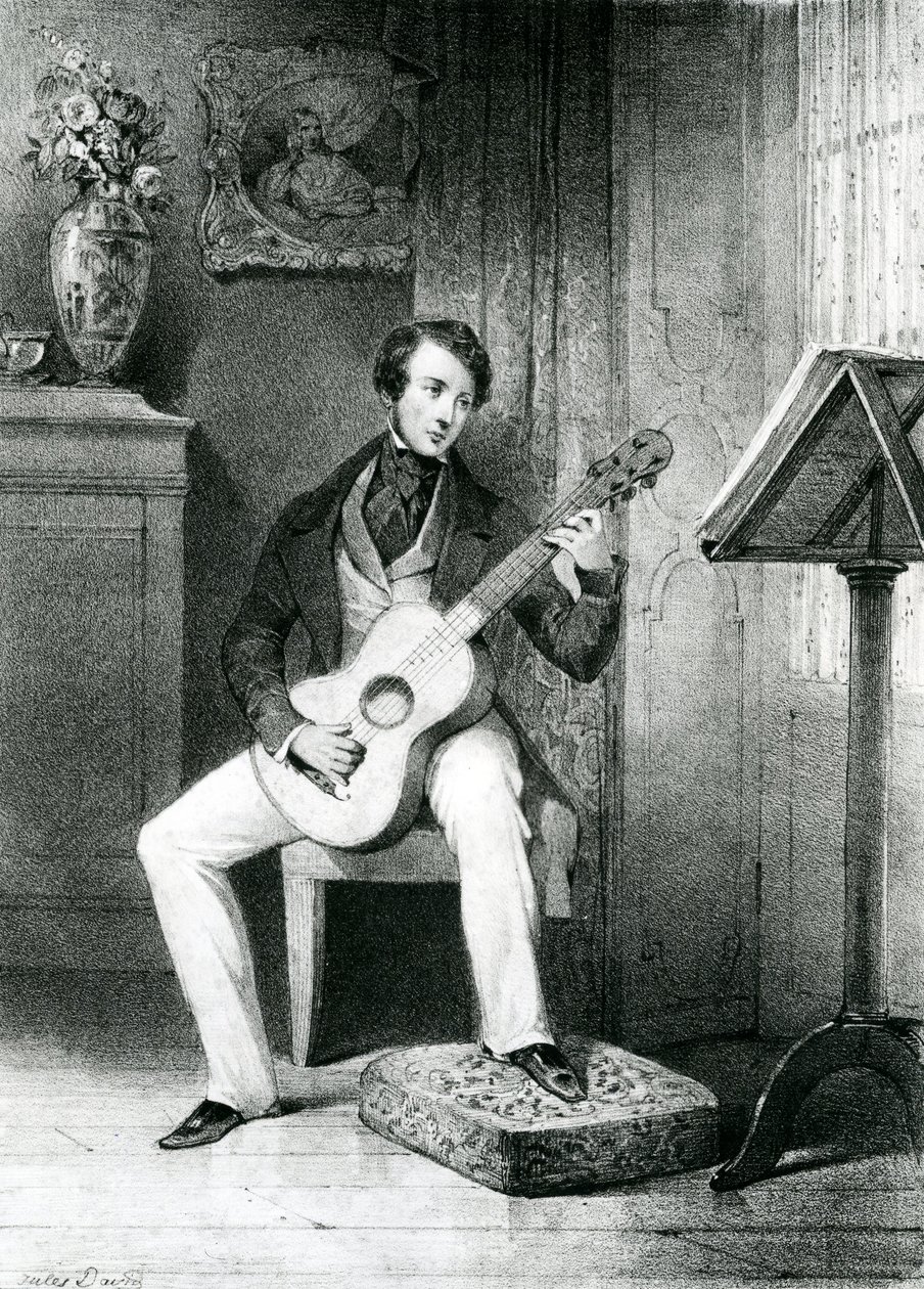 Gitarzysta (litografia) autorstwa Jules David