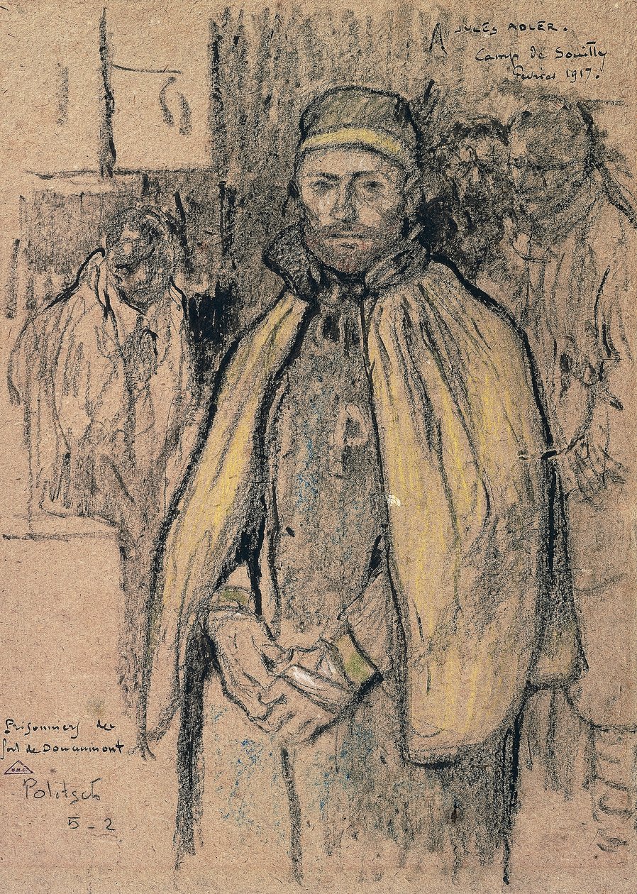 Więźniowie z Fortu Douaumont (rysunek) autorstwa Jules Adler