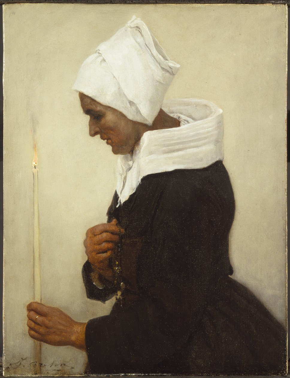 Bretońska wieśniaczka trzymająca stożek, ok. 1869 r. autorstwa Jules Breton