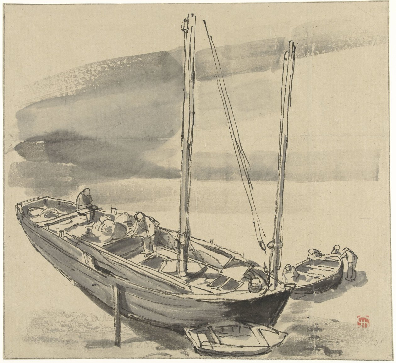 Łodzie w Grancamp (Calvados) autorstwa Jules Chadel