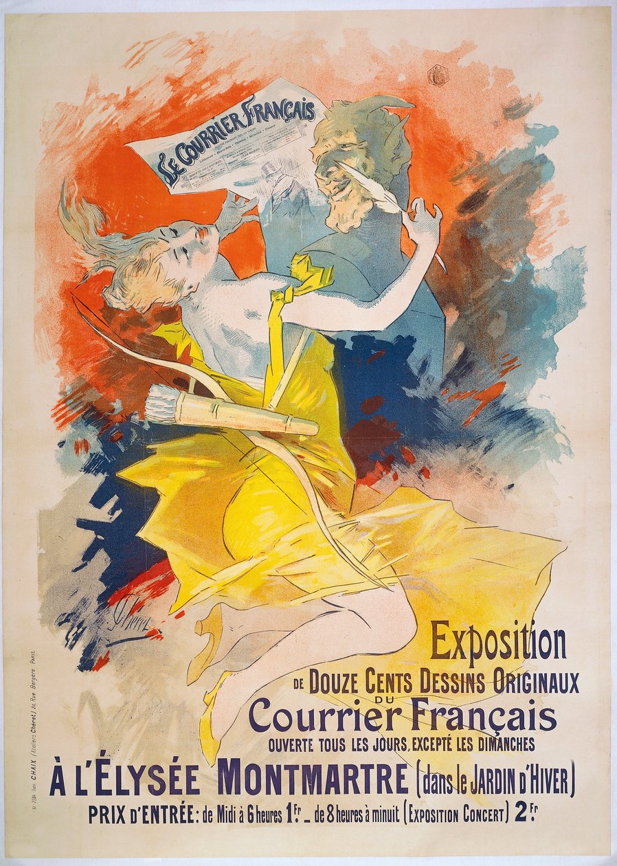 Wystawa Le Courrier Francais, c.1895 (plakat) autorstwa Jules Cheret