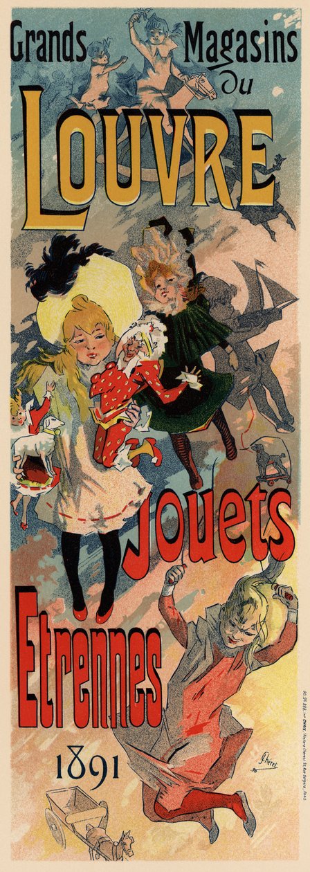 Sklepy z plakatem w Luwrze, 1890 autorstwa Jules Cheret
