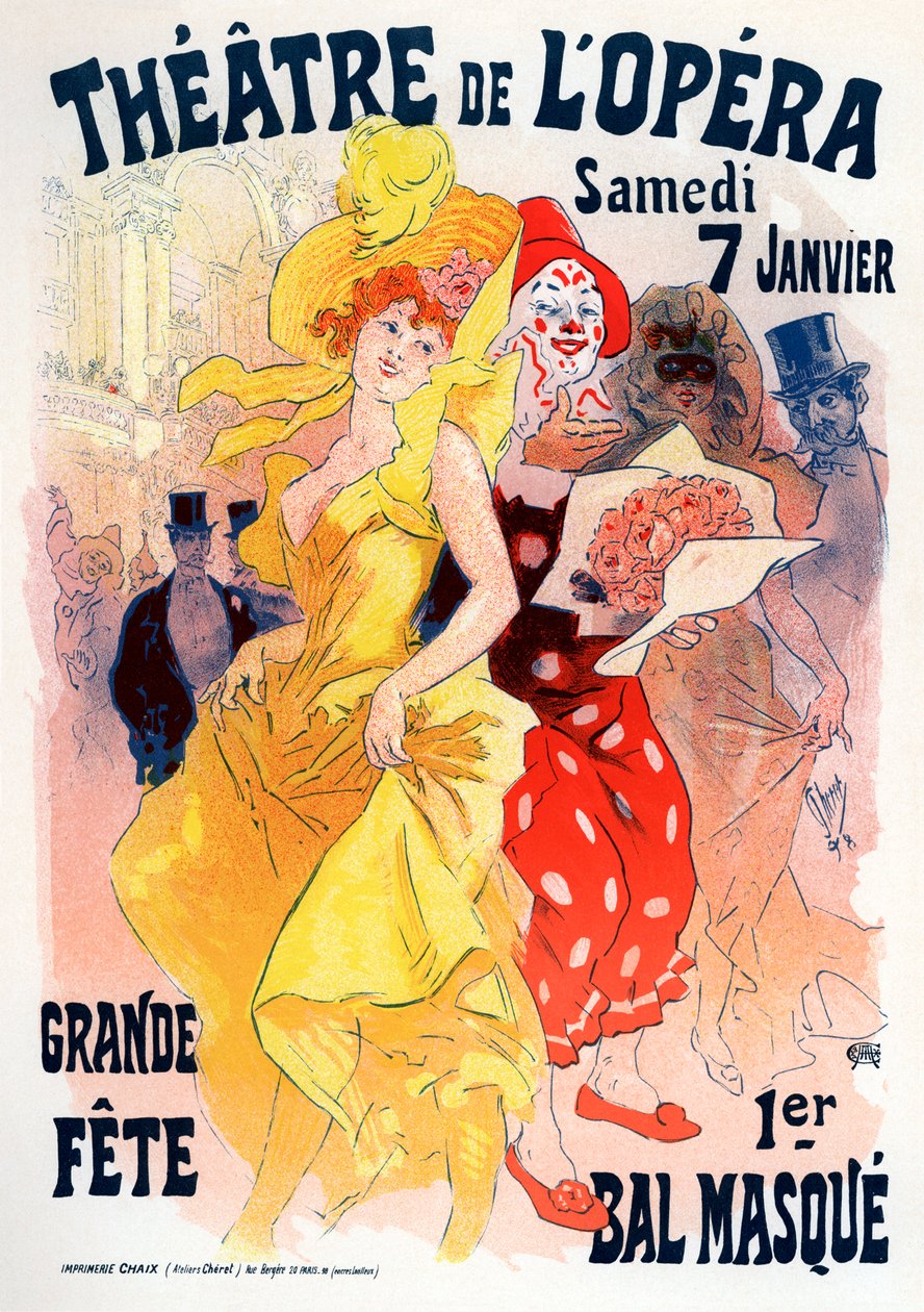Opera. Plakat z balem maskowym, 1898-1899 autorstwa Jules Cheret