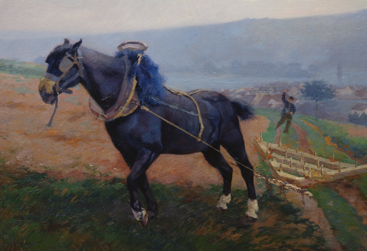 Krajobraz w Romeny, Koń autorstwa Jules Ernest Renoux