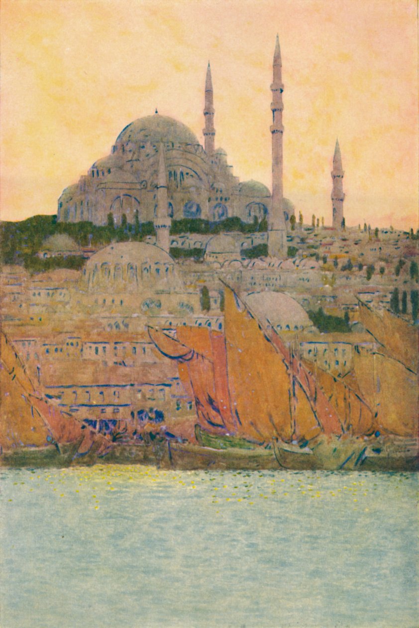 Meczet Sulejmana w Konstantynopolu, 1913 autorstwa Jules Guerin