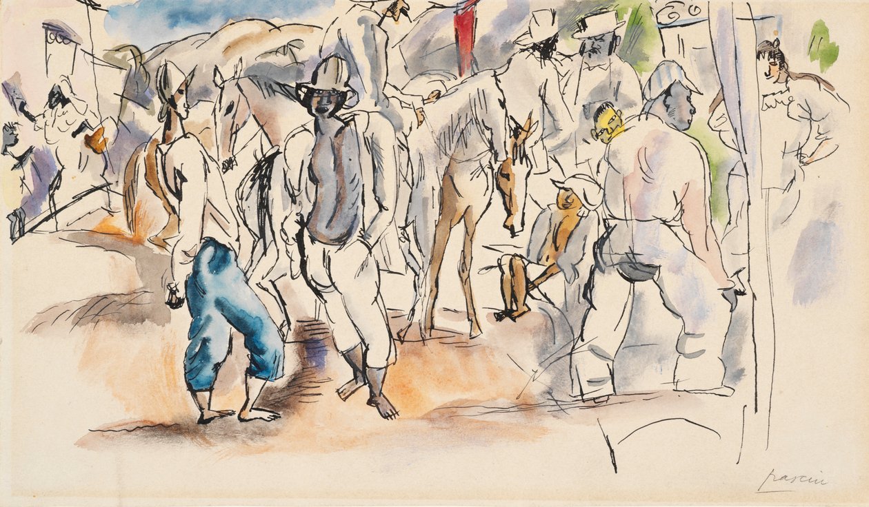 Figurki i konie autorstwa Jules Pascin