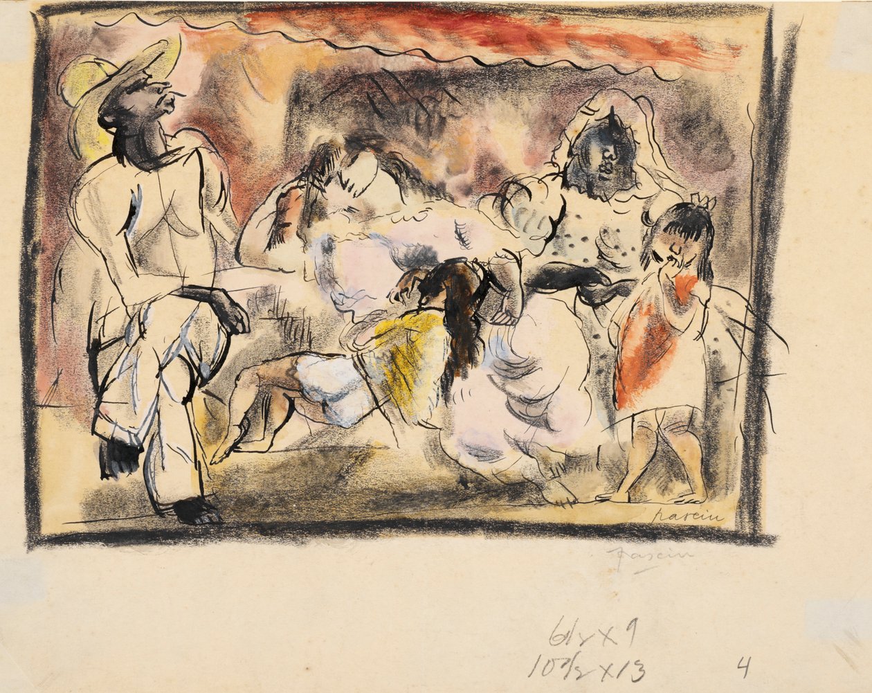 Mężczyzna, dwie kobiety, dwoje dzieci autorstwa Jules Pascin