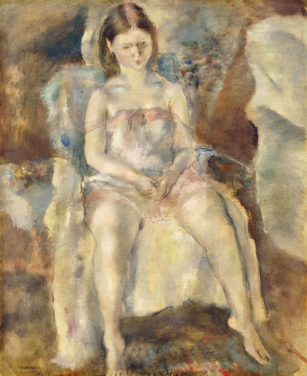 Młoda dziewczyna siedzi autorstwa Jules Pascin
