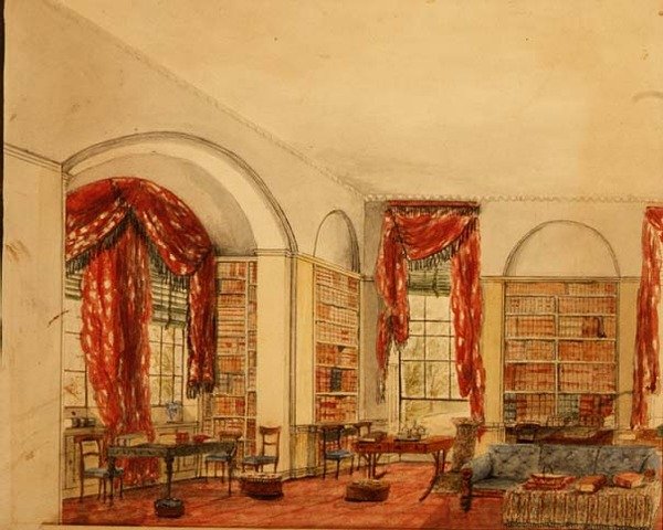 Widok z boku biblioteki w Aynhoe autorstwa Julia Cartwright