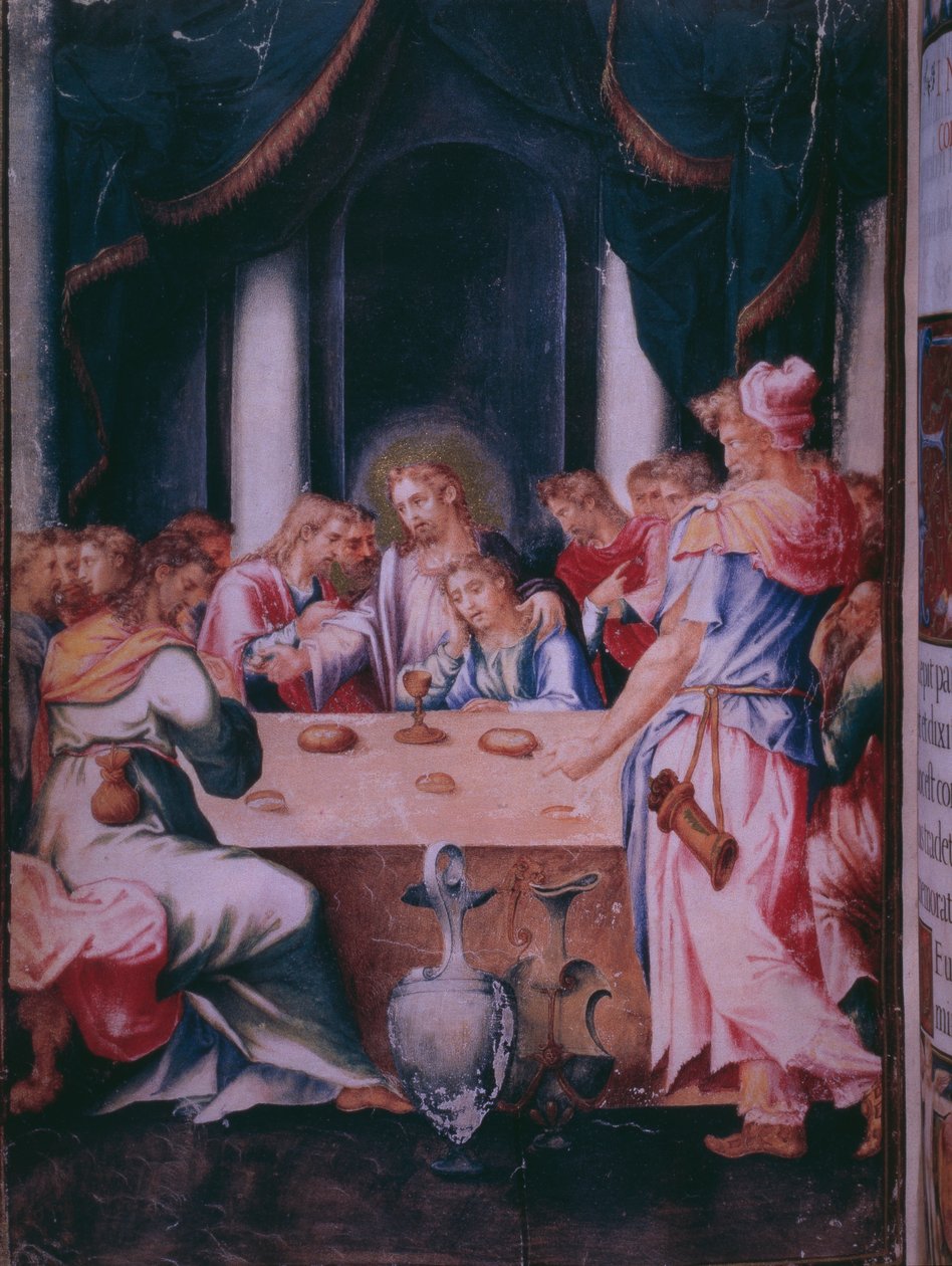 Ostatnia Wieczerza, z faksymile Brewiarza króla Hiszpanii Filipa II, 1569 r. (pergamin) autorstwa Julian and Leon, Andres de Fuente del Saz