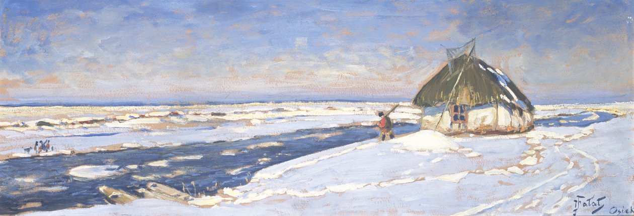 Zima w Osieku, ok. 1920 r. autorstwa Julian Falat