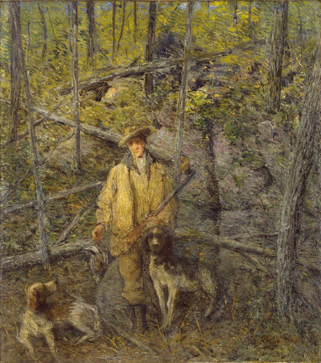 Myśliwy i psy, 1912. autorstwa Julian Alden Weir