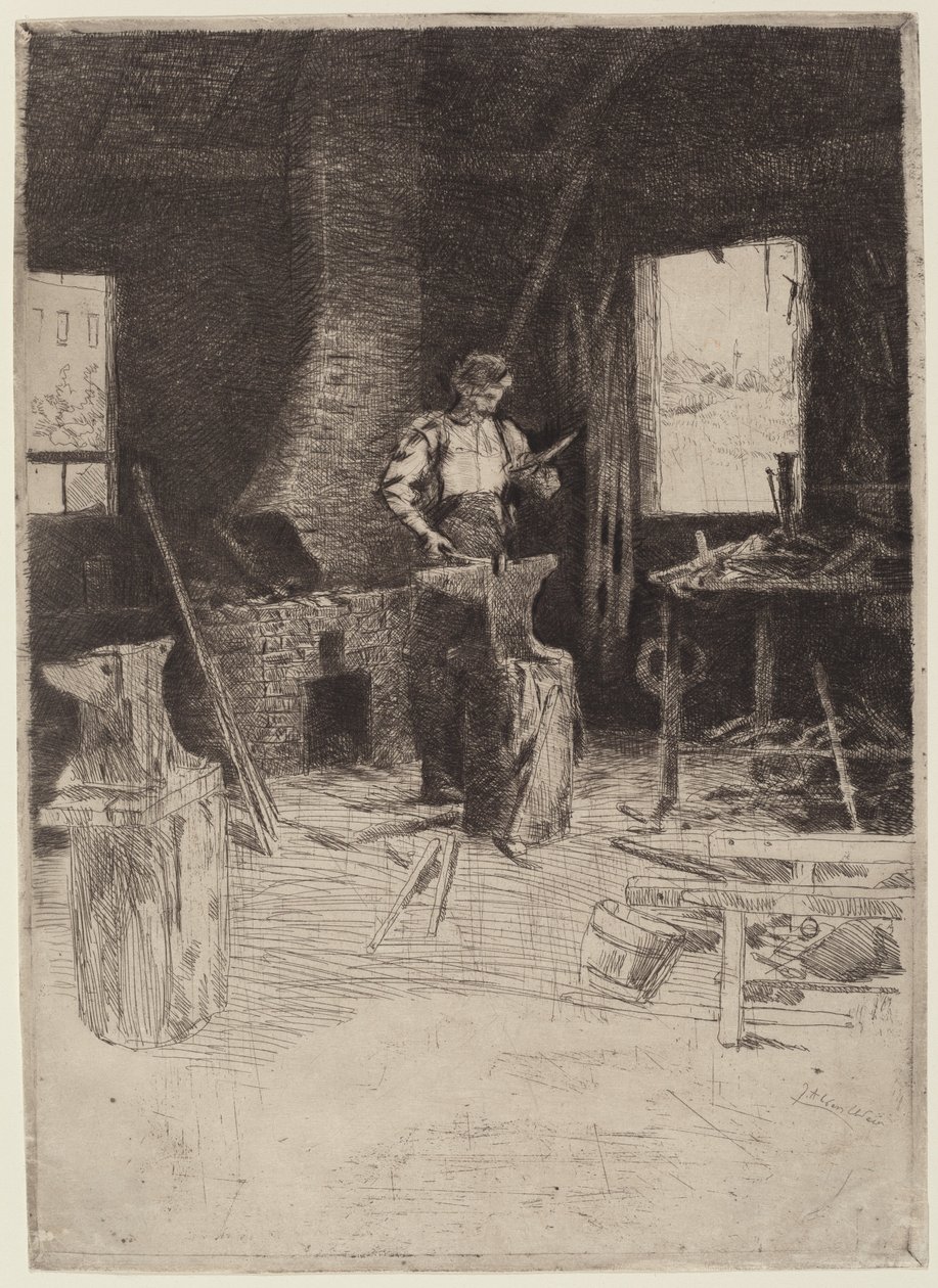 Sklep kowala autorstwa Julian Alden Weir