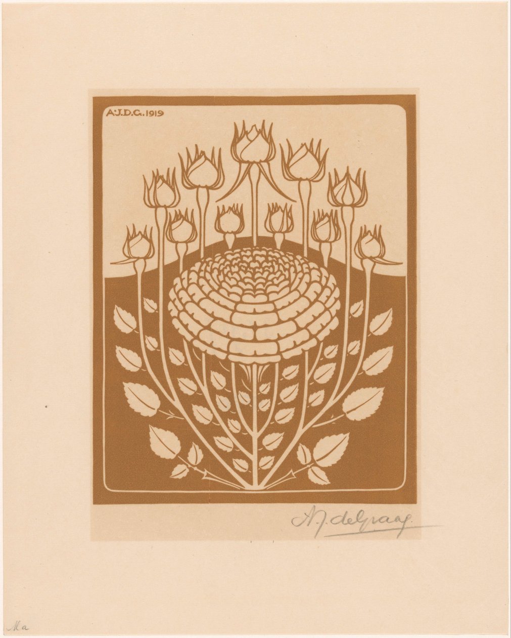 krzak róży autorstwa Julie de Graag (signed by artist)
