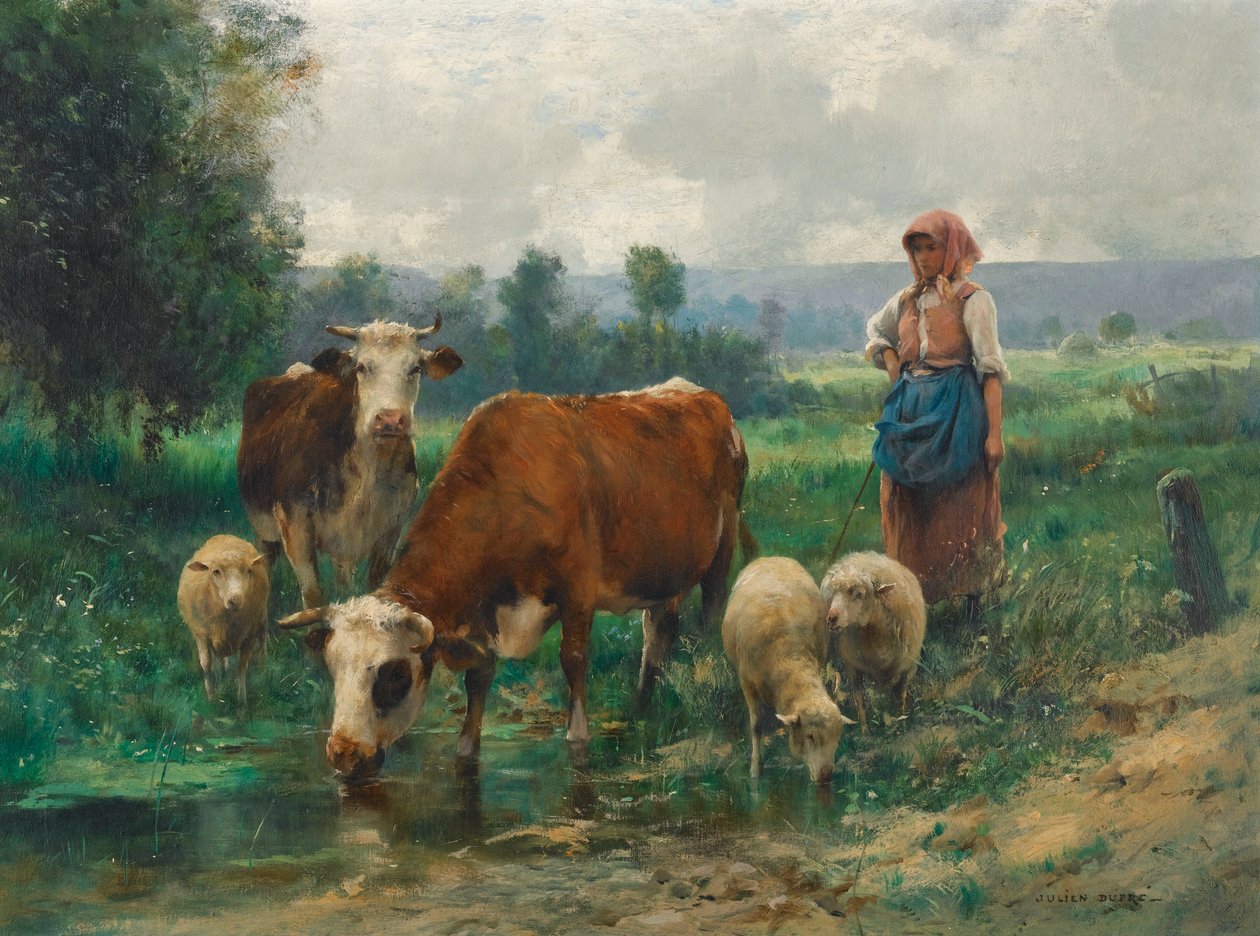 Pasterka ze swoją trzodą autorstwa Julien Dupre