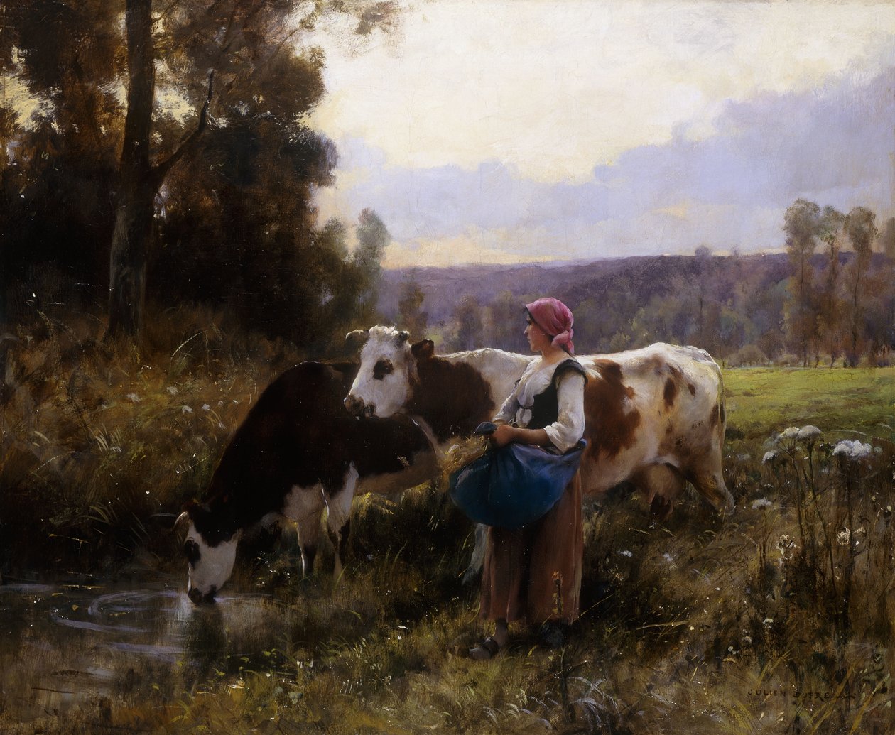 Krowy przy wodopoju autorstwa Julien Dupre