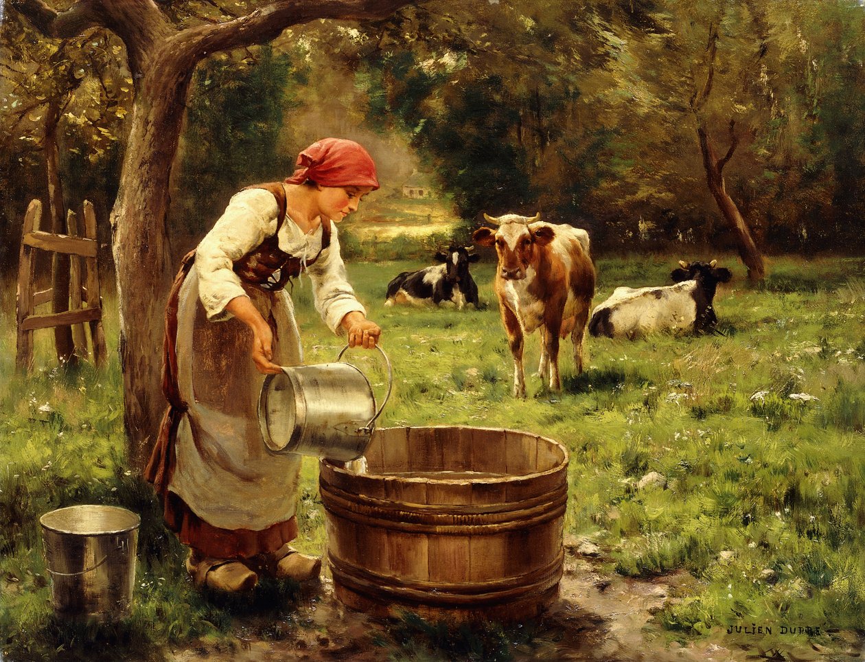 Doglądanie krów, autorstwa Julien Dupre