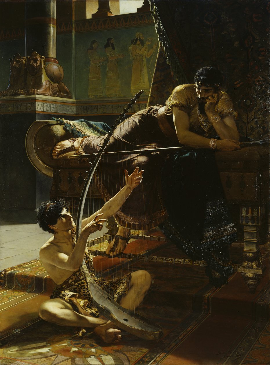 Dawid i Saul, 1885 autorstwa Julius Kronberg