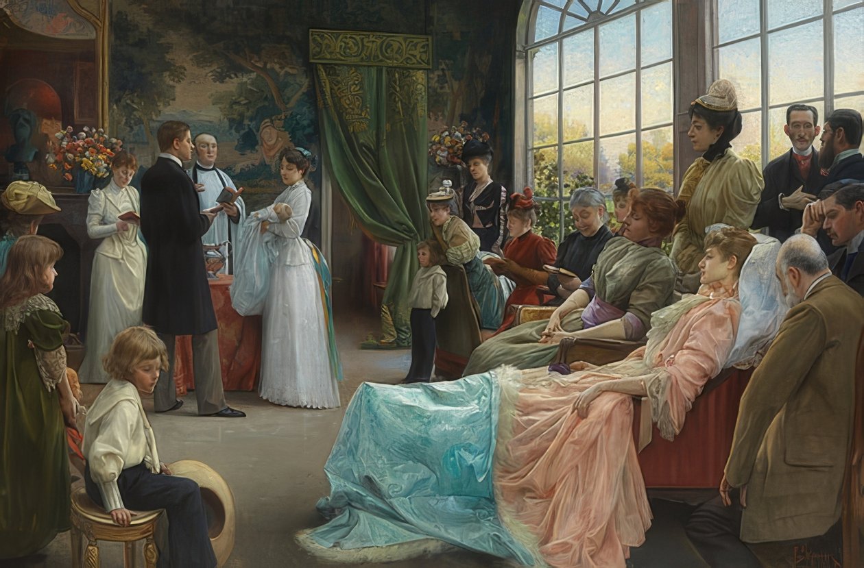 Chrzest. 1892 autorstwa Julius Leblanc Stewart