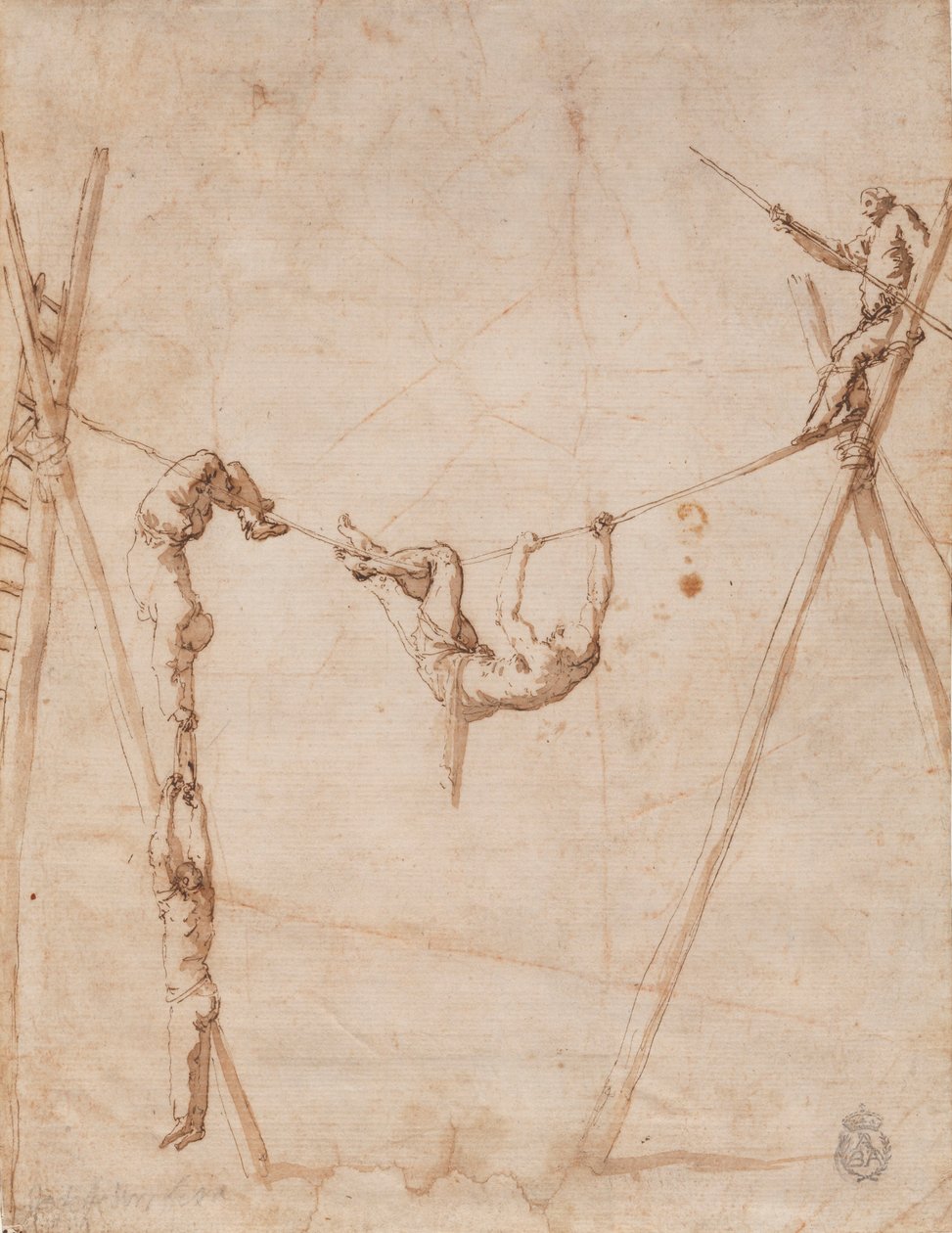 Akrobaci na linie. autorstwa Jusepe de Ribera