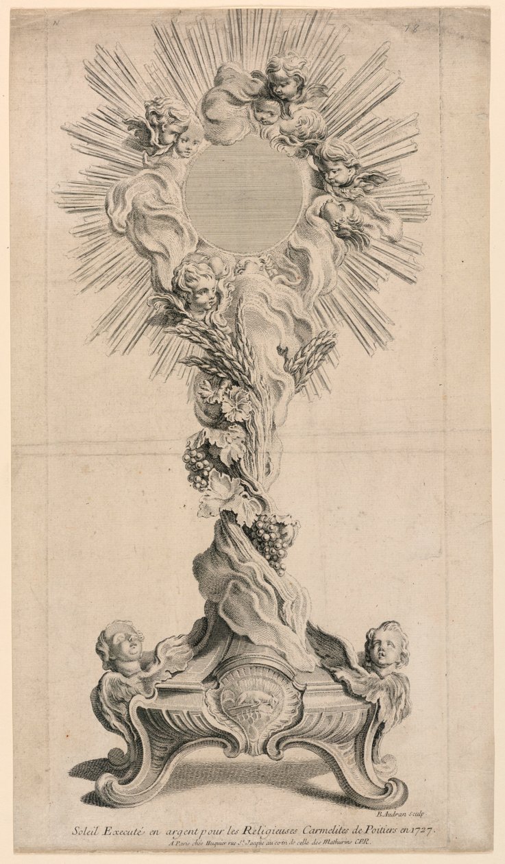 Srebrna monstrancja wykonana w 1727 r autorstwa Juste Aurèle Meissonnier