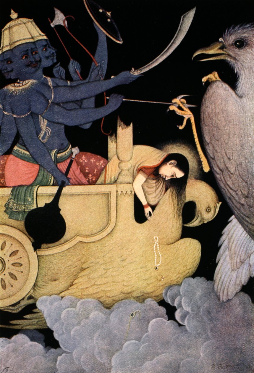 Walka Rawany z Jatayu, 1913. autorstwa K Venkatappa